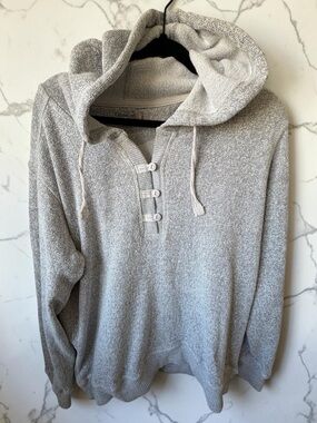 Canyon Guide Outfitters Hooded Henley Sweater XL Gray Textured Pullover